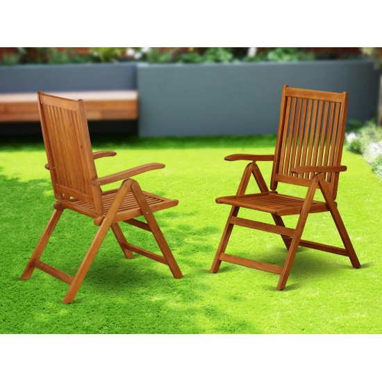 5 Position Outdoor-Furniture Folding Arm Chair Made From Acacia Wood -Set Of Two, Set Of 2