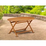 Oval Foldable Patio Acacia Solid Wood Dining Table - Natural Oil Finish