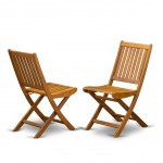 Bdkcwna Outdoor Dining Chairs Slatted Back Natural Oil Finish Set Of 2