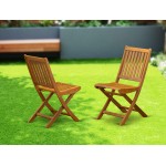 Bdkcwna Outdoor Dining Chairs Slatted Back Natural Oil Finish Set Of 2