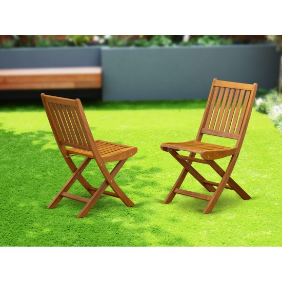 Bdkcwna Outdoor Dining Chairs Slatted Back Natural Oil Finish Set Of 2