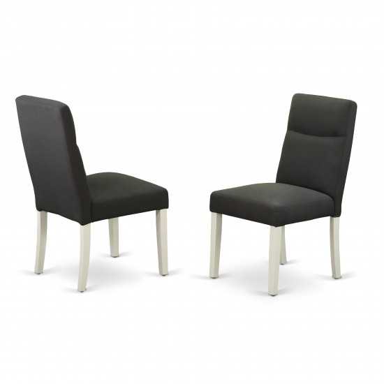 Parson Chair, Whiteleg And Fabric-Dark Gotham Grey Color - Set Of 2