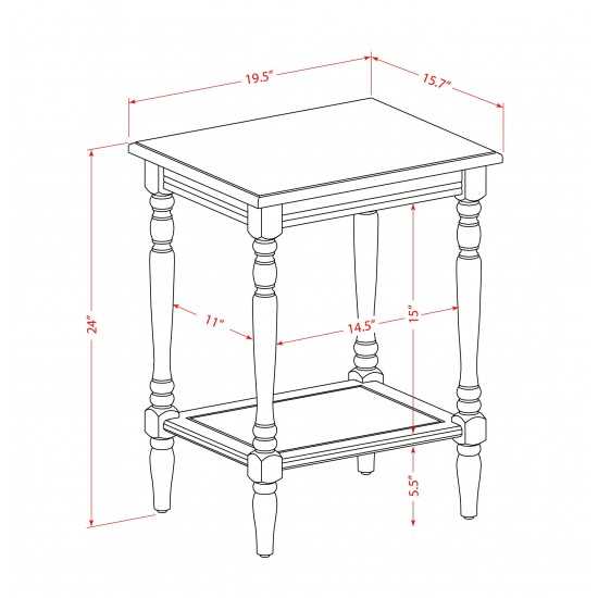 Wood End Table, Open Storage Shelf, Nightstand For Small Spaces, Distressed Jacobean