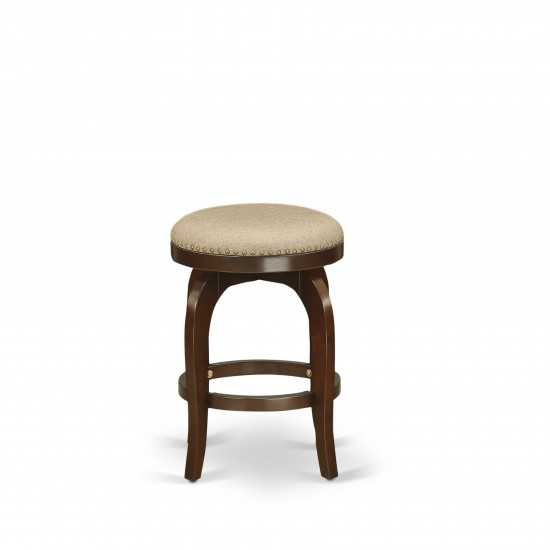 Swivel Backless Barstool 24'' Seat Height, Mahogany Leg And Pu Leather Mocha