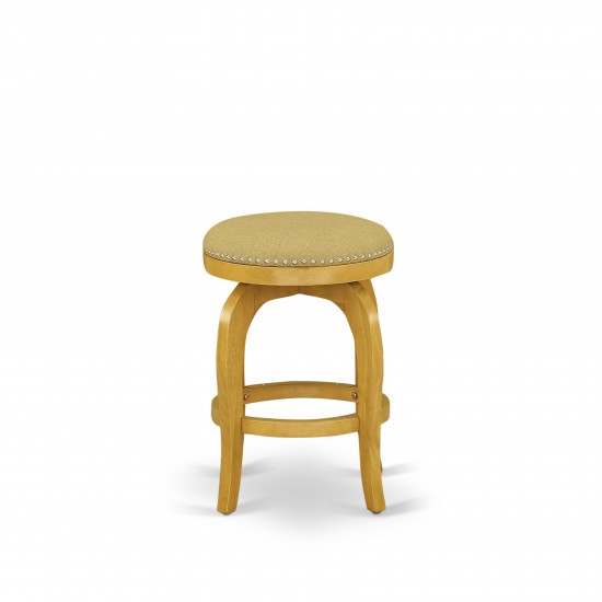 Swivel Backless Barstool 24'' Seat Height, Oak Leg And Pu Leather Vegas Gold