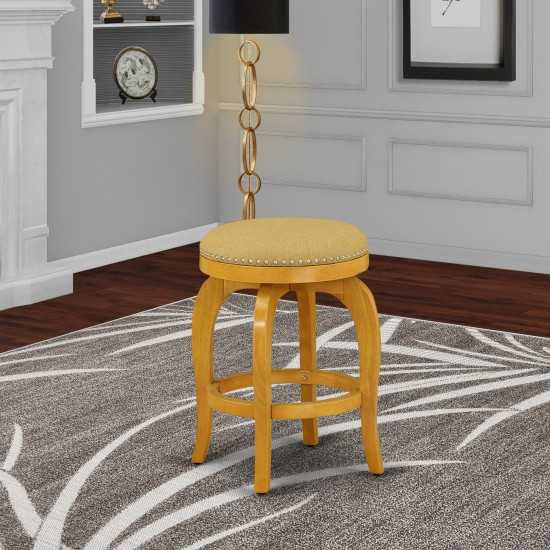 Swivel Backless Barstool 24'' Seat Height, Oak Leg And Pu Leather Vegas Gold