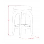 Swivel Backless Barstool 24'' Seat Height, Oak Leg And Pu Leather Vegas Gold