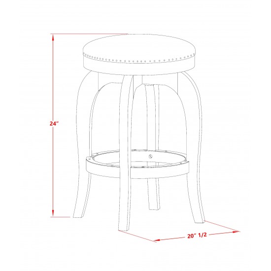Swivel Backless Barstool 24'' Seat Height, Oak Leg And Pu Leather Vegas Gold