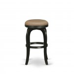 Swivel Backless Barstool 30'' Seat Height, Black Leg And Pu Leather Brown Roast