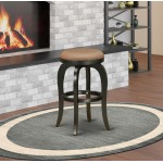 Swivel Backless Barstool 30'' Seat Height, Black Leg And Pu Leather Brown Roast