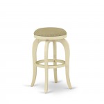 Swivel Backless Barstool 30'' Seat Height, White Leg, Pu Leather Sandalwood Color