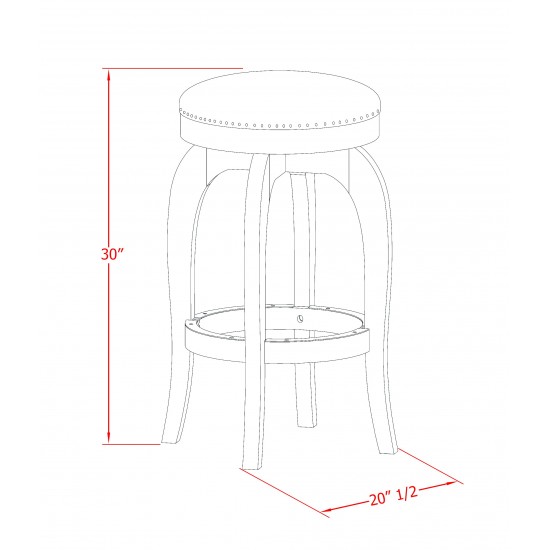 Swivel Backless Barstool 30'' Seat Height, White Leg, Pu Leather Sandalwood Color