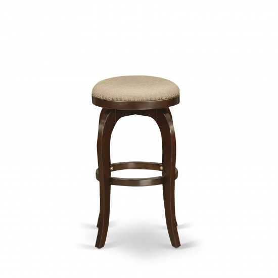 Swivel Backless Barstool 30'' Seat Height, Mahogany Leg And Pu Leather Mocha