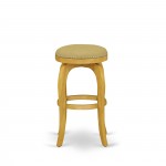 Swivel Backless Barstool 30'' Seat Height, Oak Leg And Pu Leather Vegas Gold