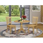 3 Pc Kitchen Dining Set, Oak Table, 2 Oak Chairs For Room, Slatted Back, Oak Finish