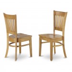 3 Pc Kitchen Dining Set, Oak Table, 2 Oak Chairs For Room, Slatted Back, Oak Finish