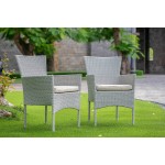 Bork Patio Chair, Natural Linen Wicker, And Beige Cushion - Set Of 2