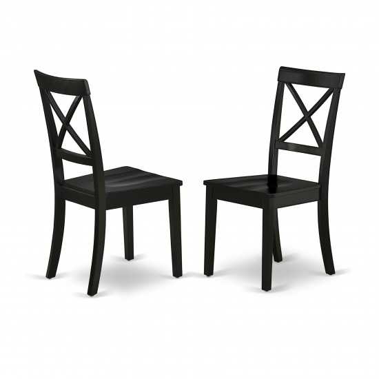 Boston Chair Wood Seat In Black Finish - Set Of 2