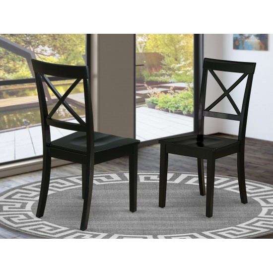 Boston Chair Wood Seat In Black Finish - Set Of 2