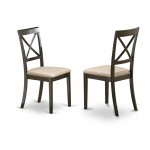 Boston X-Back Dining Chair With Faux Leather Fabric Seat - Set Of 2