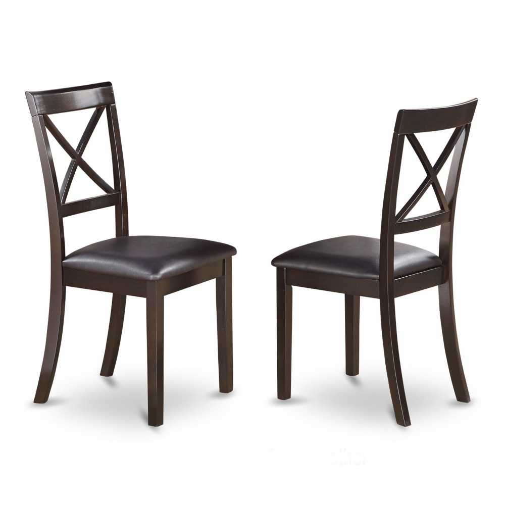 Boston X-Back Chair For Dining Room, Faux Leather Upholstered Seat - Set Of 2