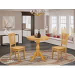 3Pc Dining Set 2 Wooden Dining Chairs, 1 Dining Room Table (Oak)