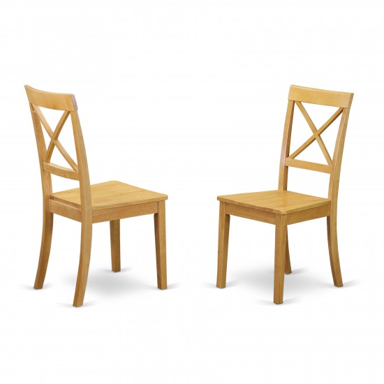 Boston X- Back Chair For Dining Room With Wood Seat - Set Of 2, Oak