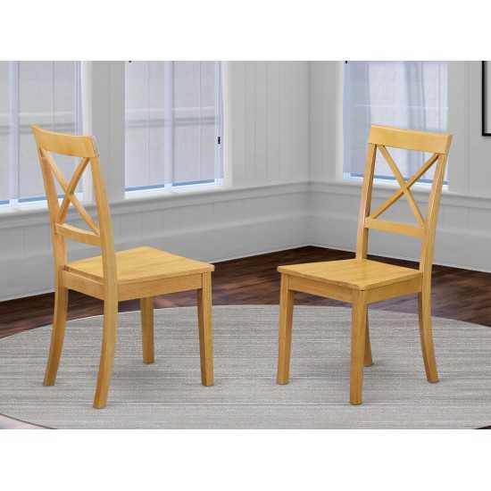 Boston X- Back Chair For Dining Room With Wood Seat - Set Of 2, Oak