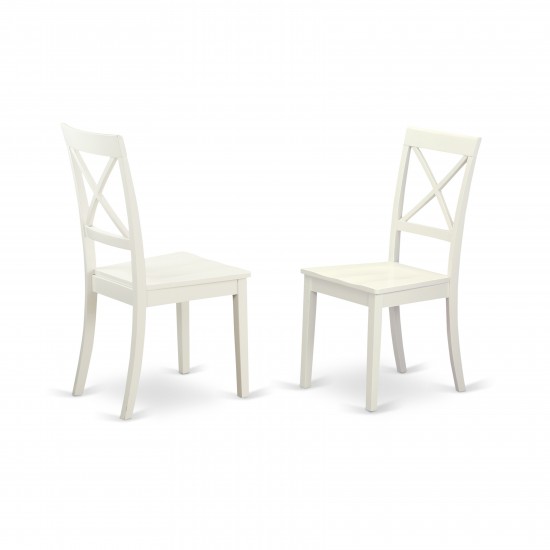 Boston X- Back Chair For Dining Room With Wood Seat - Set Of 2, Linen White