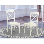 Boston X- Back Chair For Dining Room With Wood Seat - Set Of 2, Linen White