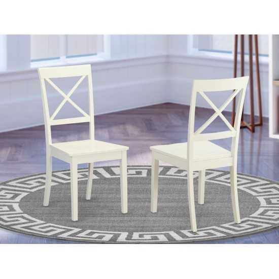 Boston X- Back Chair For Dining Room With Wood Seat - Set Of 2, Linen White