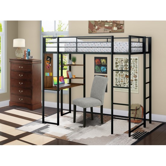 Buckland Twin Loft Bed In Powder Coating Black Color