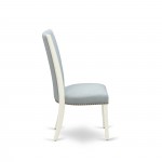 A Dinette Set Of 4 Amazing Kitchen Dining Chairs, Baby Blue Color, Drop Leaf Rectangle Table, Linen White Color