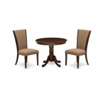 A Dining Set Of 2 Great Parson Chairs, Light Sable Color, 36" Antique Table, Mahogany Finish