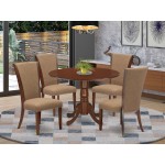 A Dining Set Of 4 Kitchen Chairs, Light Sable Color, Stunning Mid-Century Table, Mahogany Finish