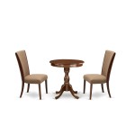 3-Pc Kitchen Dining Set 2 Dining Chairs And 1 Dining Table (Mahogany Finish)