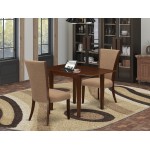 A Kitchen Dining Set Of Two Kitchen Chairs, Light Sable Color, Drop Leaf Rectangle Table, Mahogany Finish