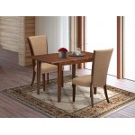 A Dining Set Of 2 Parson Chairs, Light Sable Color, 12" Butterfly Leaf Rectangle Table, Mahogany Finish