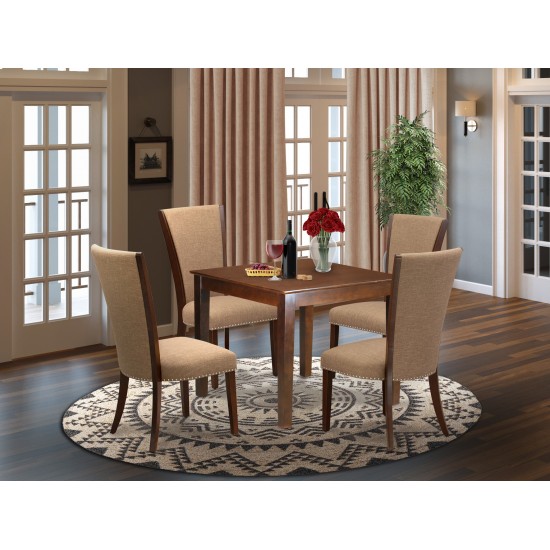A Dining Set Of 4 Wonderful Kitchen Chairs, Light Sable Color, Lovely Table, Mahogany Finish