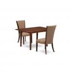 A Dinette Set Of 2 Indoor Dining Chairs Using Light Sable Color, 12" Butterfly Leaf Rectangle Table In Mahogany Finish