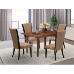 A Wooden Dining Set Of 4 Excellent Kitchen Chairs, Light Sable Color, Lovely Table In Mahogany Finish