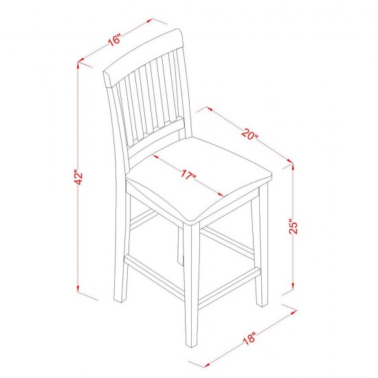 5 Pc Pub Table Set - Counter Height Table And 4 Dining Chairs