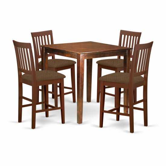 5 Pc Counter Height Set-Square Counter Height Table, 4 Counter Height Chairs