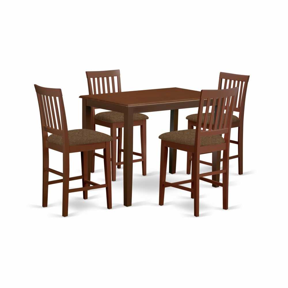 5 Pc Dining Counter Height Set - High Top Table And 4 Bar Stools With Backs