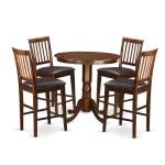 5 Pc Pub Table Set - High Table And 4 Bar Stools With Backs