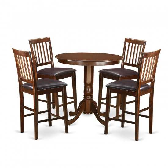 5 Pc Pub Table Set - High Table And 4 Bar Stools With Backs