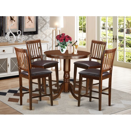 5 Pc Pub Table Set - High Table And 4 Bar Stools With Backs