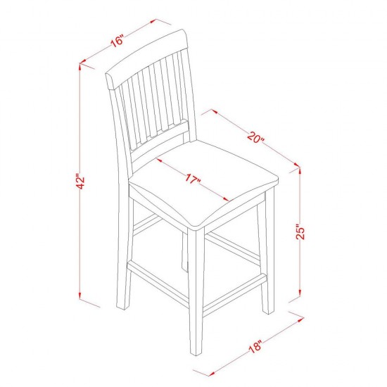 3 Pc Counter Height Dining Set-Square Pub Table And 2 Stools