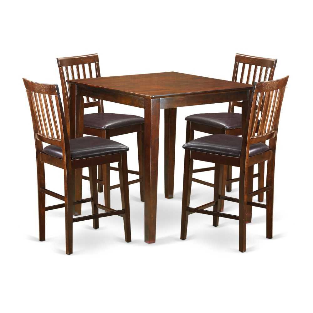 5 Pc Counter Height Table-Square Gathering Table And 4 Stools