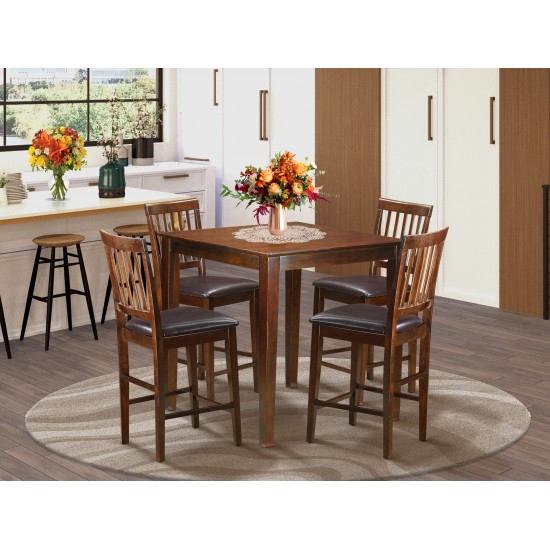 5 Pc Counter Height Table-Square Gathering Table And 4 Stools